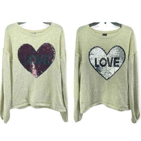 Art Class | Girl’s Tan LOVE Flipping Sequins Long Sleeved Terry Cloth Shirt XL - Picture 16 of 16